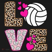 Cute Love Volleyball Leopard Print Women Ladies Volleyball T-Shirt thumb 7