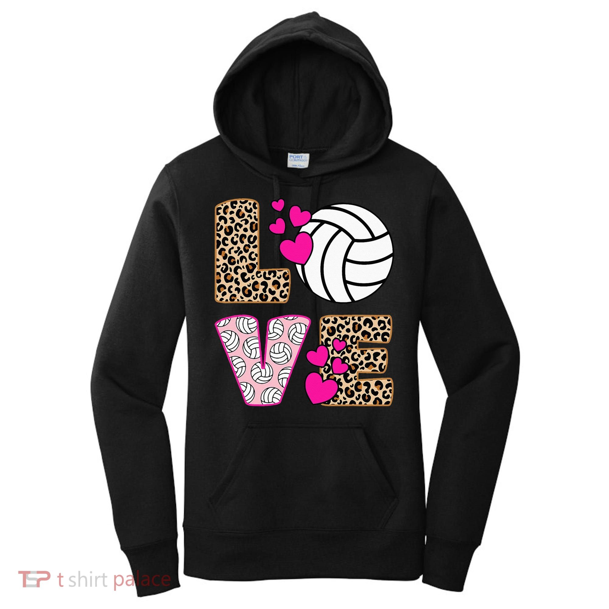 Cute Love Volleyball Leopard Print Women Ladies Volleyball Women's Hoodie