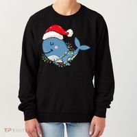 Christmas Lights Whale Wearing Xmas Hat Whale Lover Women's Sweatshirt thumb 0