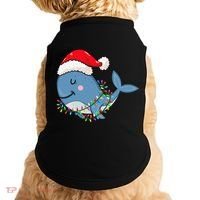 Christmas Lights Whale Wearing Xmas Hat Whale Lover Doggie Tank thumb 0