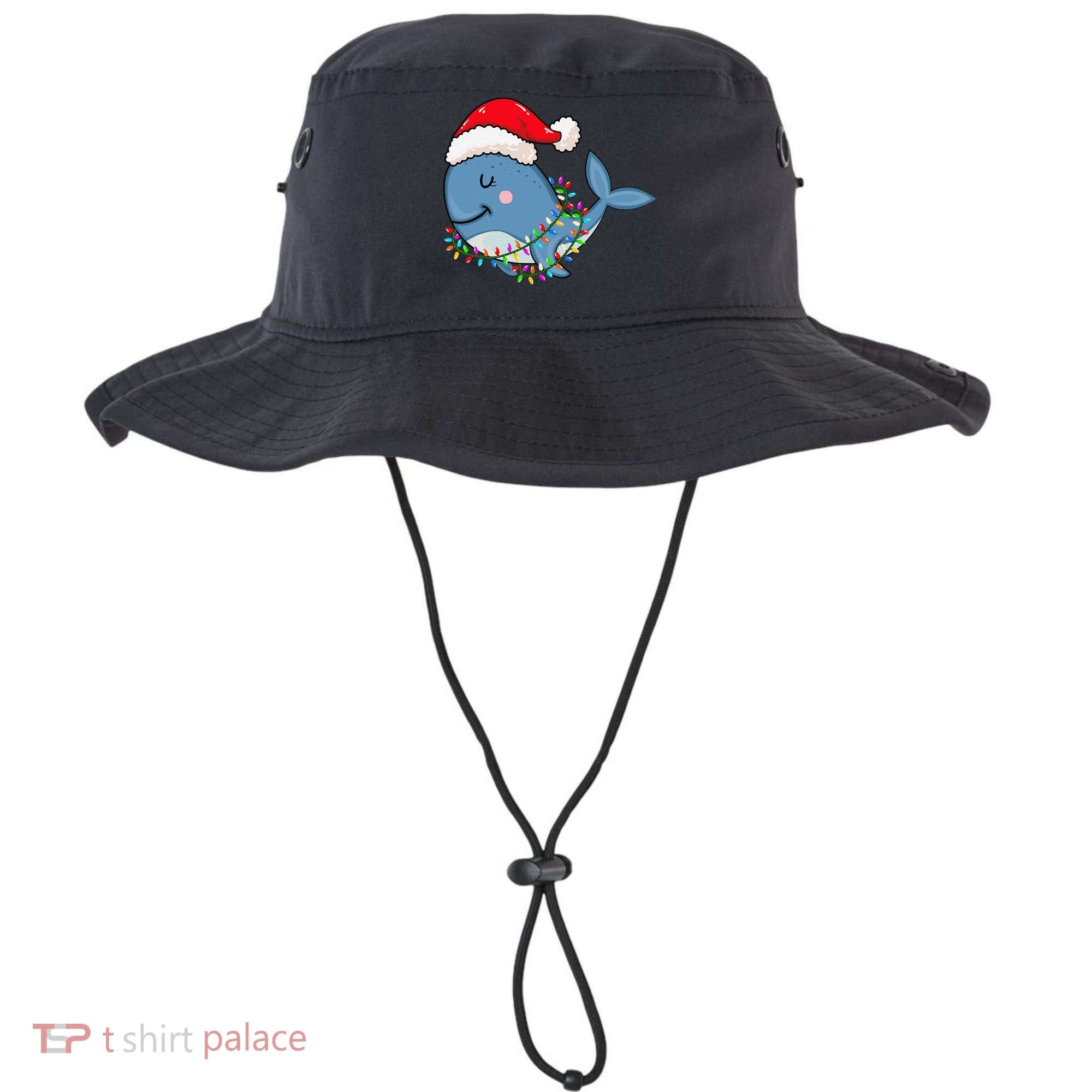 Christmas Lights Whale Wearing Xmas Hat Whale Lover Bucket Hat