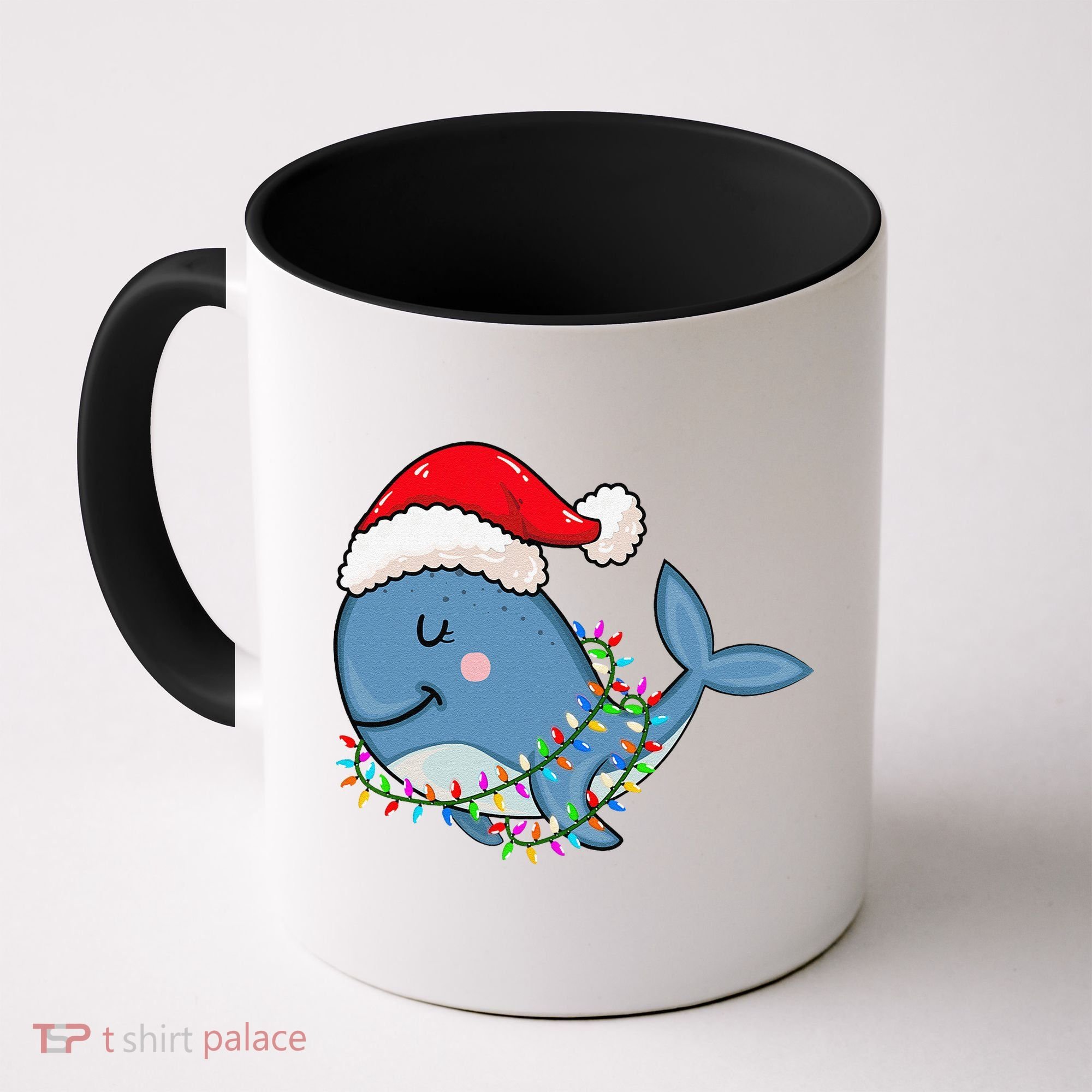 Christmas Lights Whale Wearing Xmas Hat Whale Lover Coffee Mug