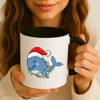 Christmas Lights Whale Wearing Xmas Hat Whale Lover Coffee Mug thumb 3