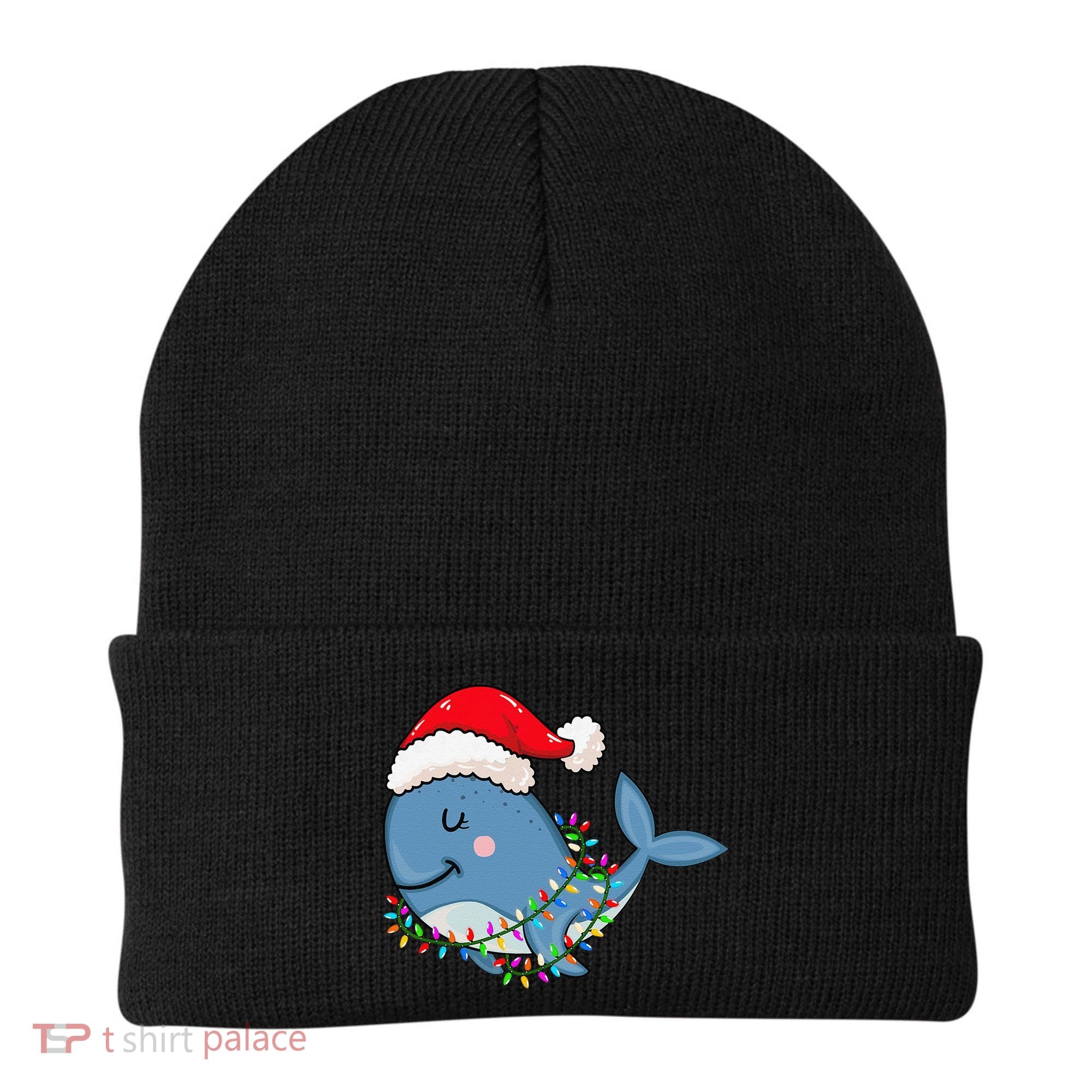 Christmas Lights Whale Wearing Xmas Hat Whale Lover Beanie