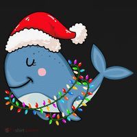 Christmas Lights Whale Wearing Xmas Hat Whale Lover Women's Hoodie thumb 2