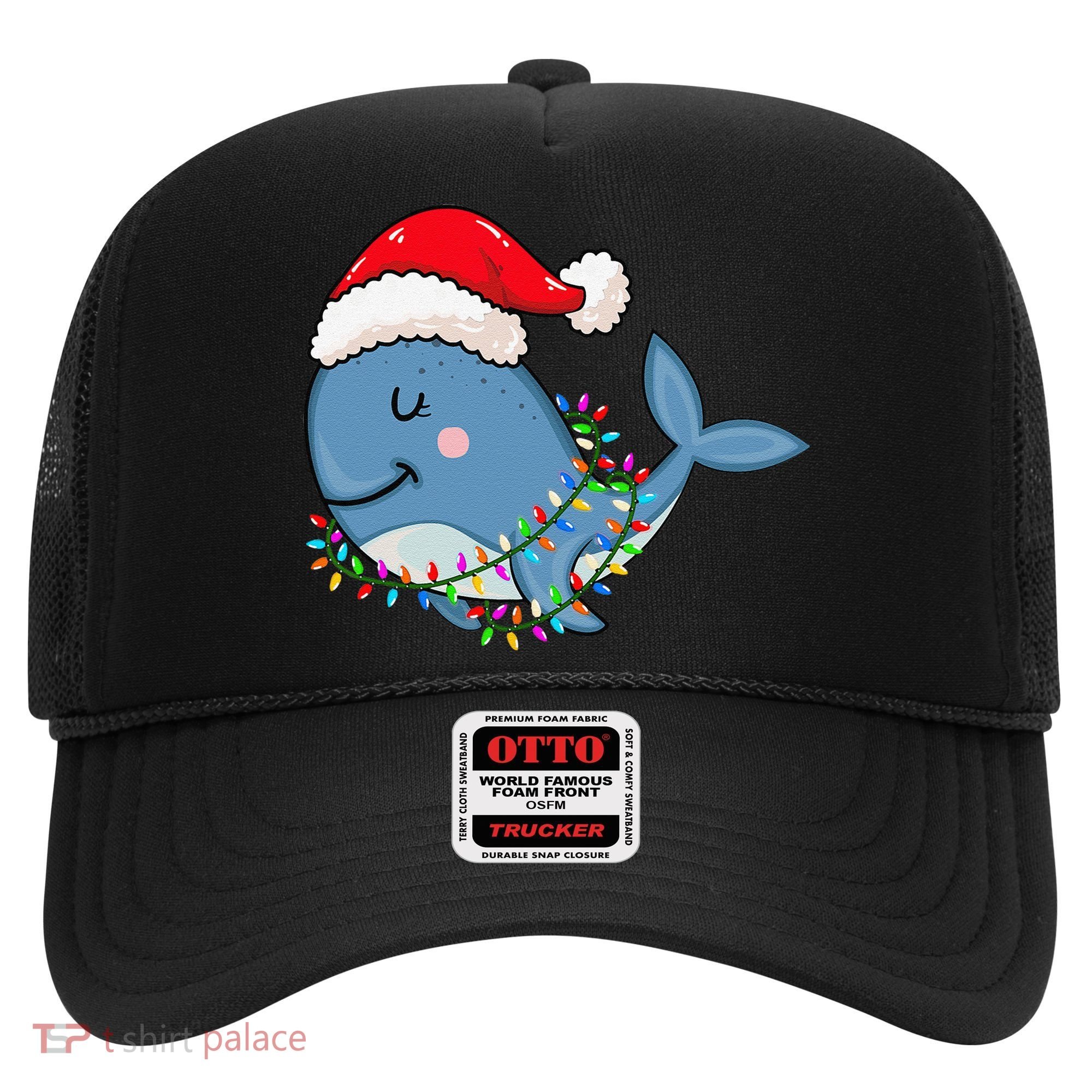 Christmas Lights Whale Wearing Xmas Hat Whale Lover Hat
