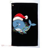 Christmas Lights Whale Wearing Xmas Hat Whale Lover Golf Towel thumb 0