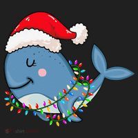 Christmas Lights Whale Wearing Xmas Hat Whale Lover Golf Towel thumb 3