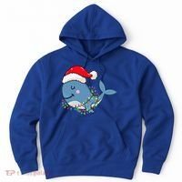 Christmas Lights Whale Wearing Xmas Hat Whale Lover Hoodie thumb 0