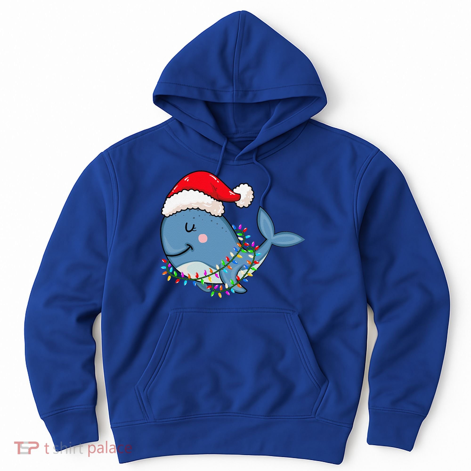 Christmas Lights Whale Wearing Xmas Hat Whale Lover Hoodie