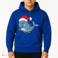 Christmas Lights Whale Wearing Xmas Hat Whale Lover Hoodie thumb 2