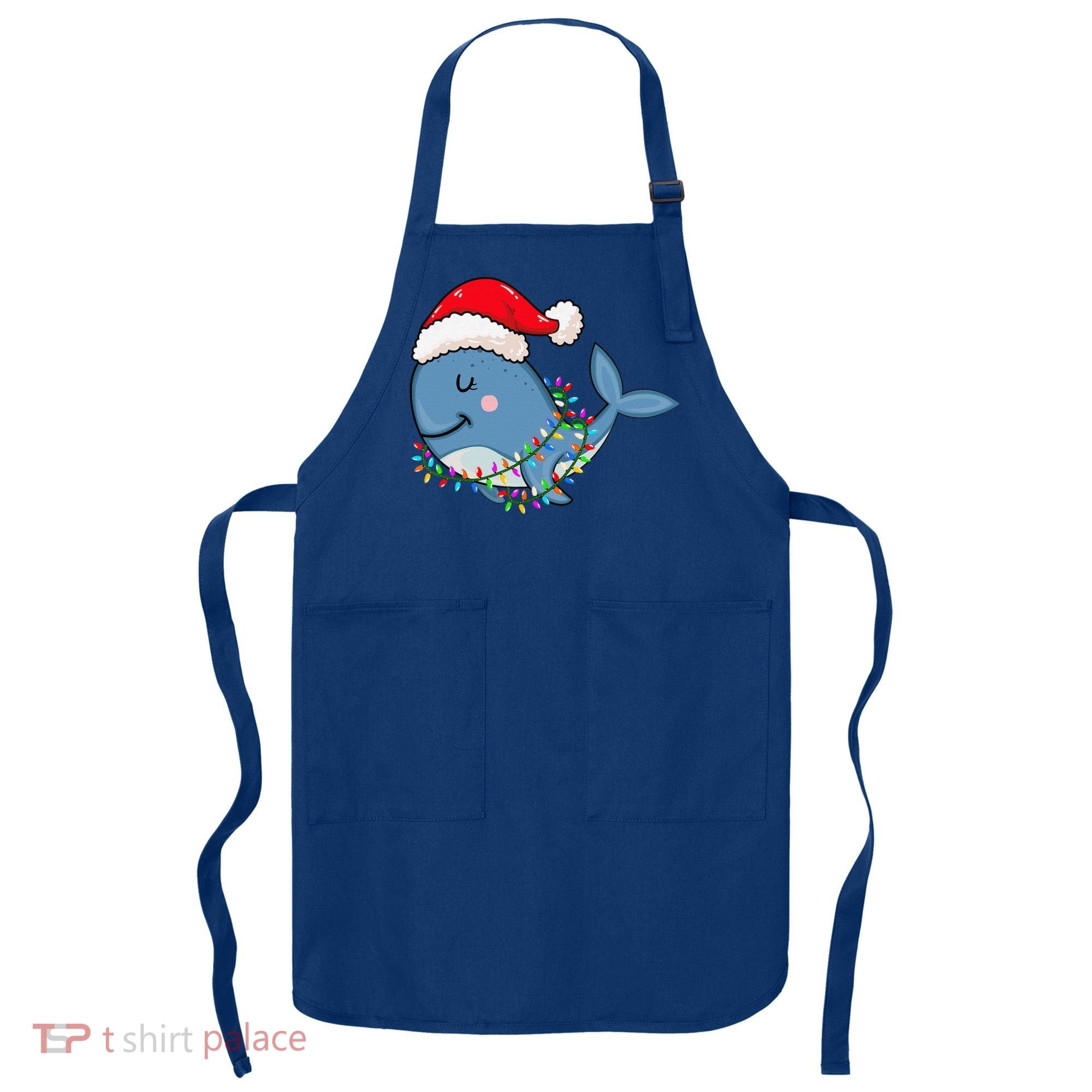 Christmas Lights Whale Wearing Xmas Hat Whale Lover Apron