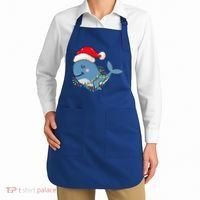 Christmas Lights Whale Wearing Xmas Hat Whale Lover Apron thumb 2