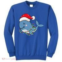 Christmas Lights Whale Wearing Xmas Hat Whale Lover Sweatshirt thumb 0