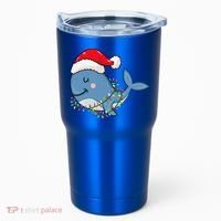 Christmas Lights Whale Wearing Xmas Hat Whale Lover Tumbler thumb 0