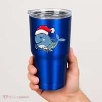Christmas Lights Whale Wearing Xmas Hat Whale Lover Tumbler thumb 2