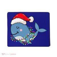 Christmas Lights Whale Wearing Xmas Hat Whale Lover Mousepad thumb 0