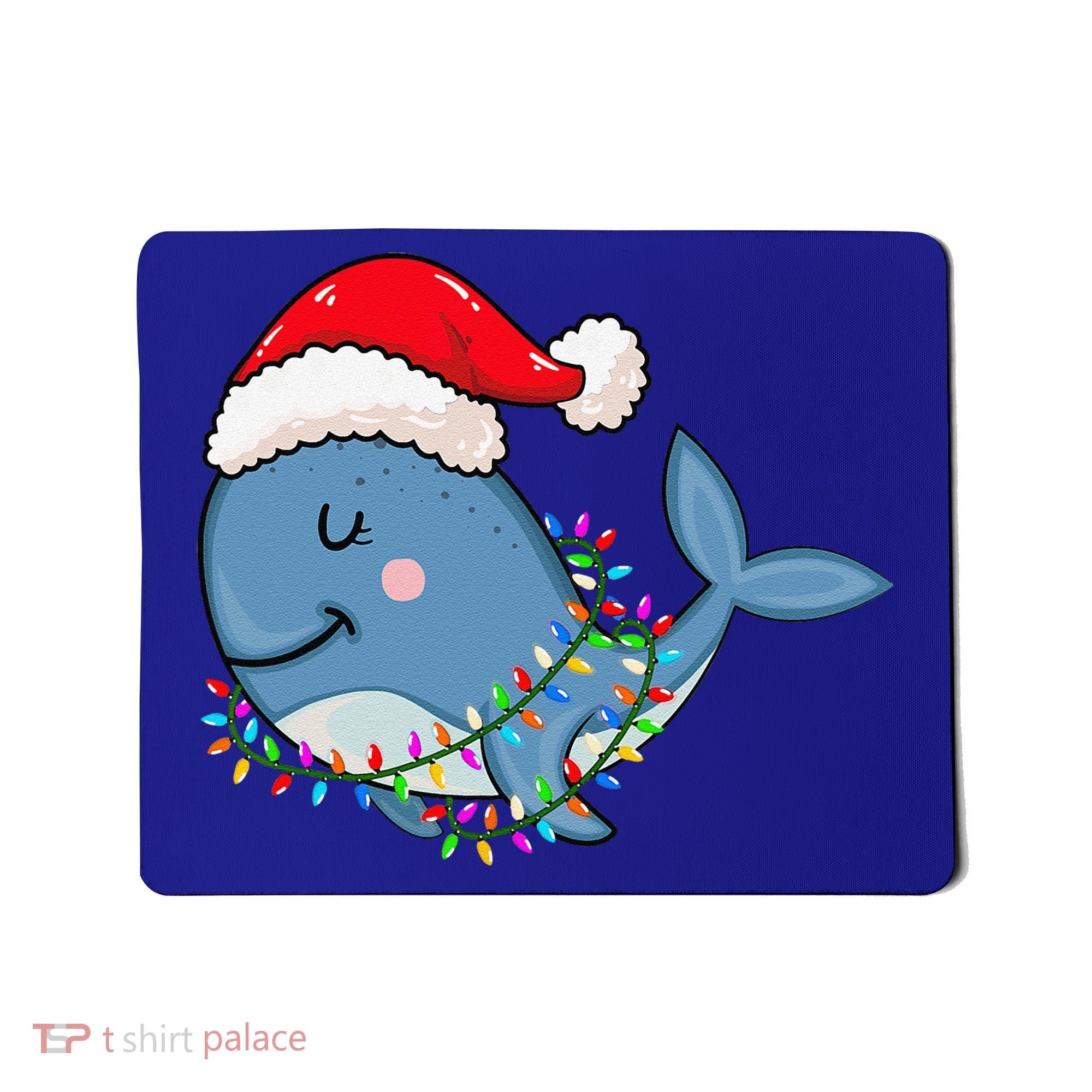 Christmas Lights Whale Wearing Xmas Hat Whale Lover Mousepad