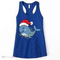 Christmas Lights Whale Wearing Xmas Hat Whale Lover Women's Tank Top thumb 0
