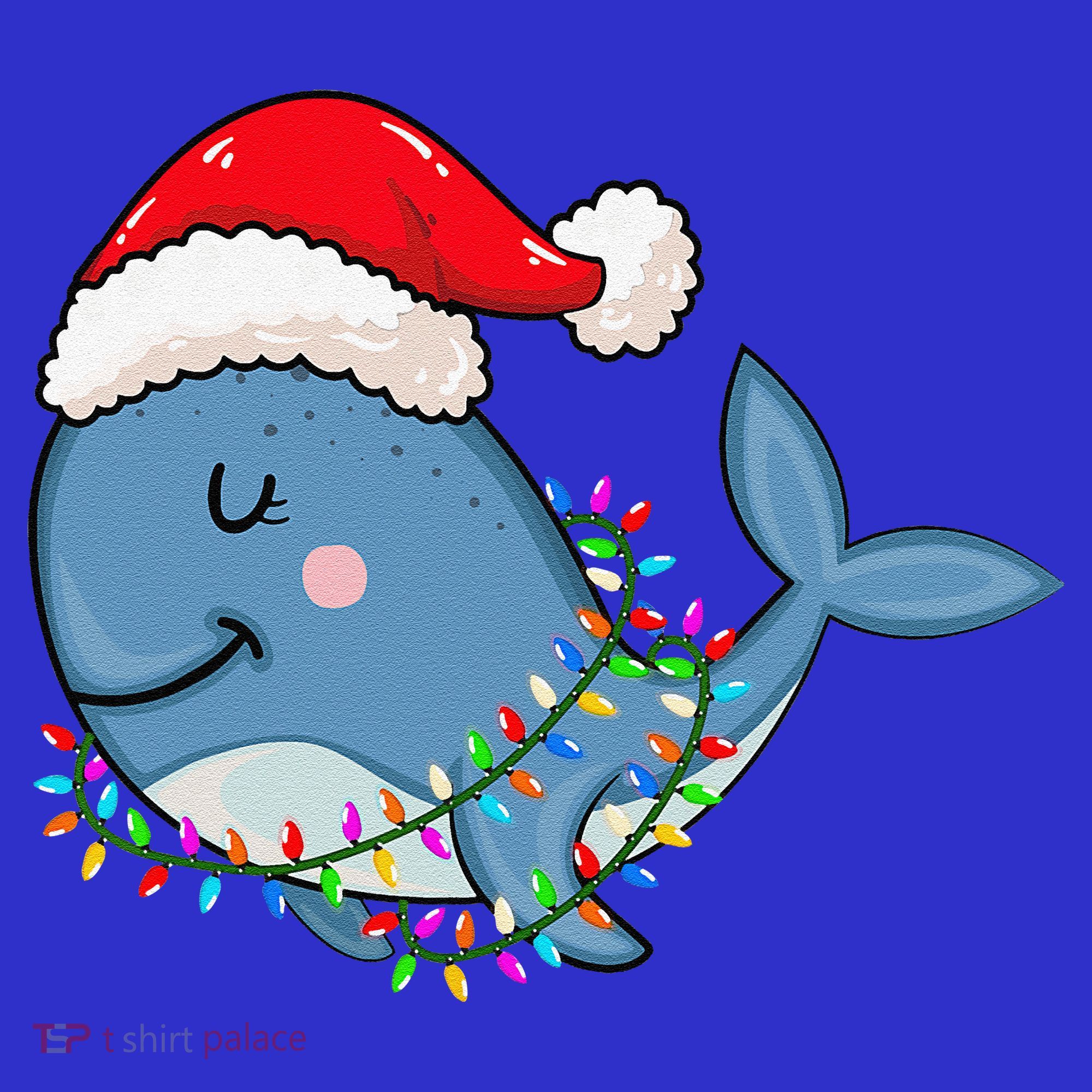 Christmas Lights Whale Wearing Xmas Hat Whale Lover Women's Tank Top