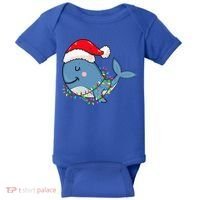 Christmas Lights Whale Wearing Xmas Hat Whale Lover Baby Bodysuit thumb 0