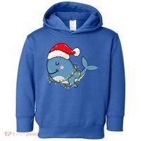 Christmas Lights Whale Wearing Xmas Hat Whale Lover Toddler Hoodie thumb 0