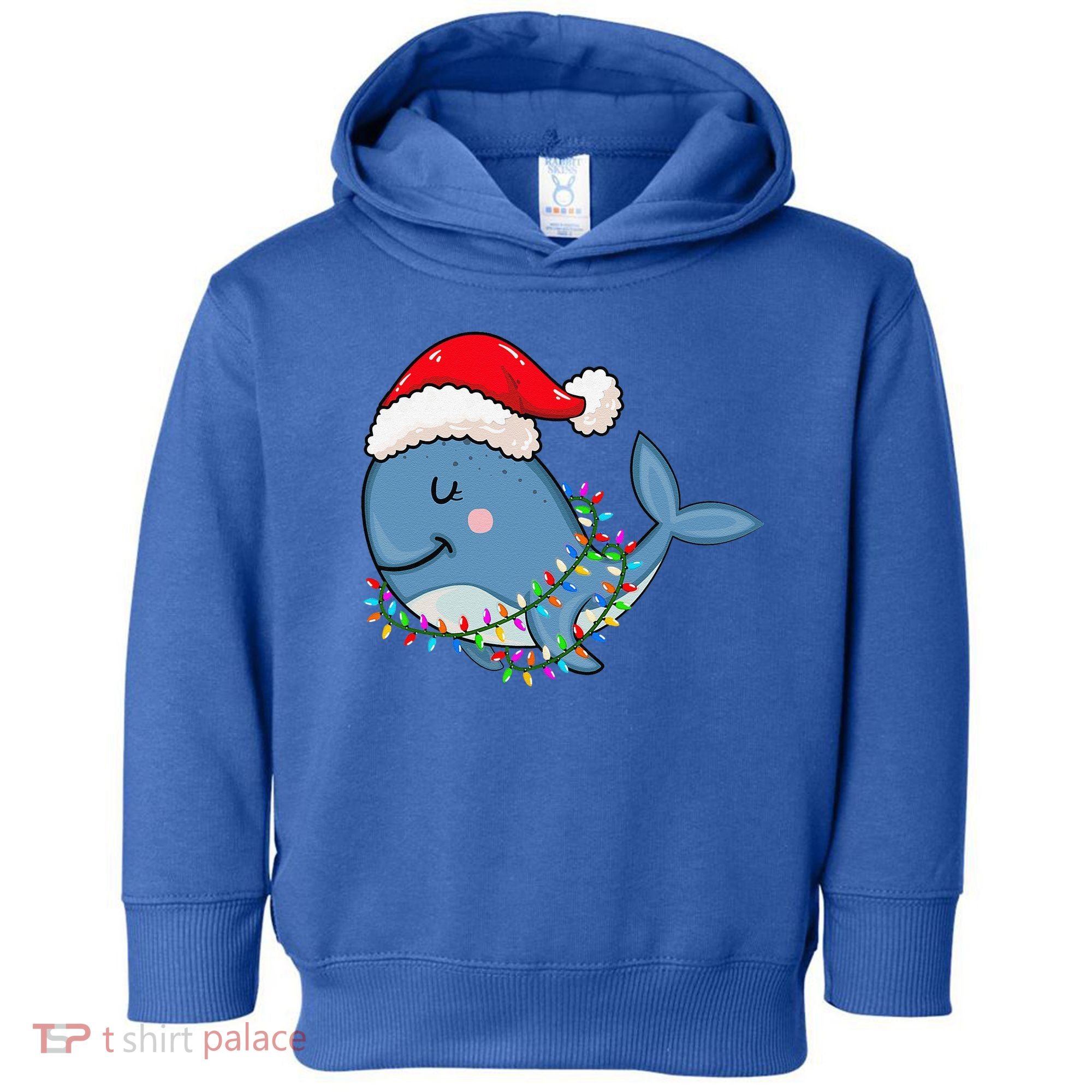 Christmas Lights Whale Wearing Xmas Hat Whale Lover Toddler Hoodie