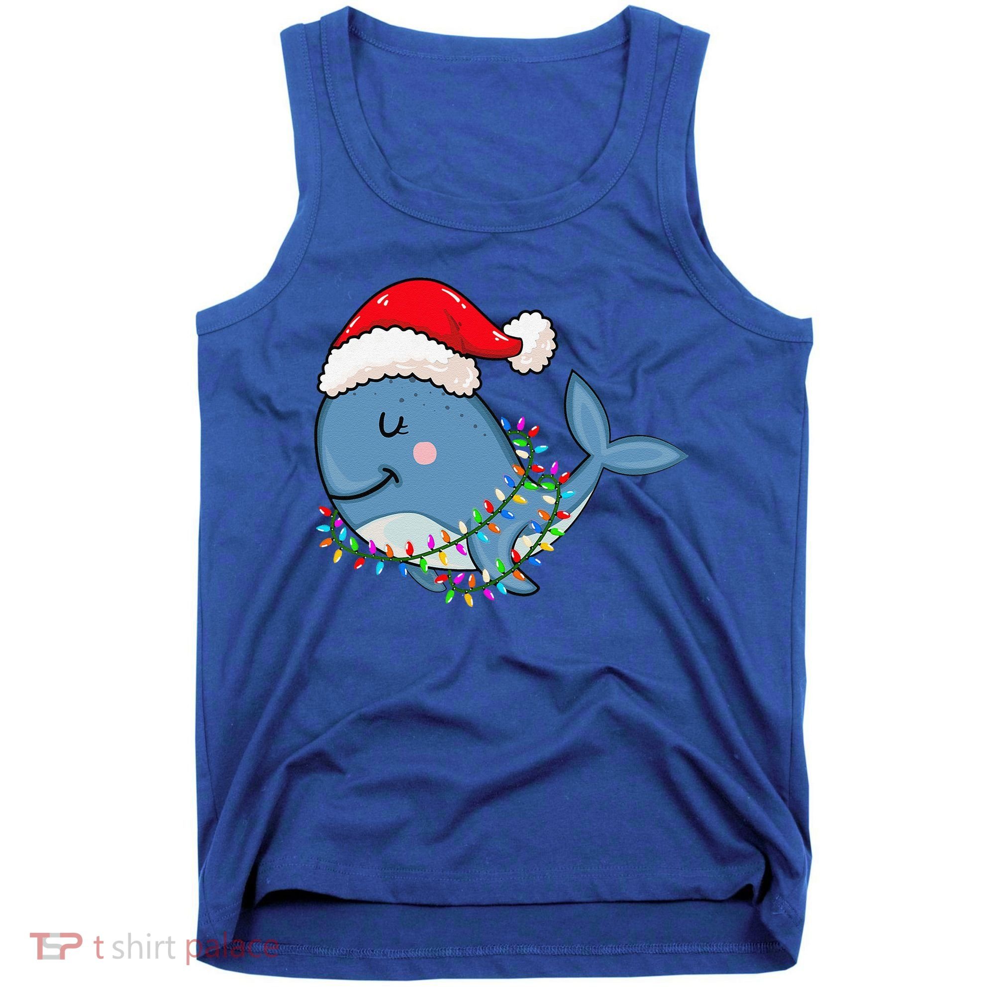 Christmas Lights Whale Wearing Xmas Hat Whale Lover Tank Top