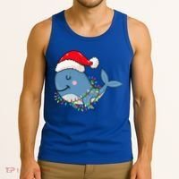 Christmas Lights Whale Wearing Xmas Hat Whale Lover Tank Top thumb 3