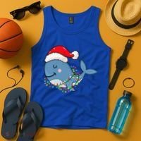 Christmas Lights Whale Wearing Xmas Hat Whale Lover Tank Top thumb 4