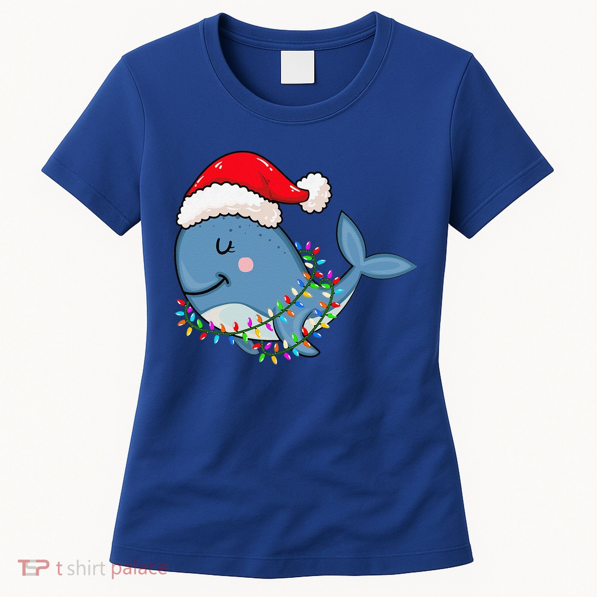 Christmas Lights Whale Wearing Xmas Hat Whale Lover Women's T-Shirt
