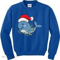Christmas Lights Whale Wearing Xmas Hat Whale Lover Kids Sweatshirt thumb 0