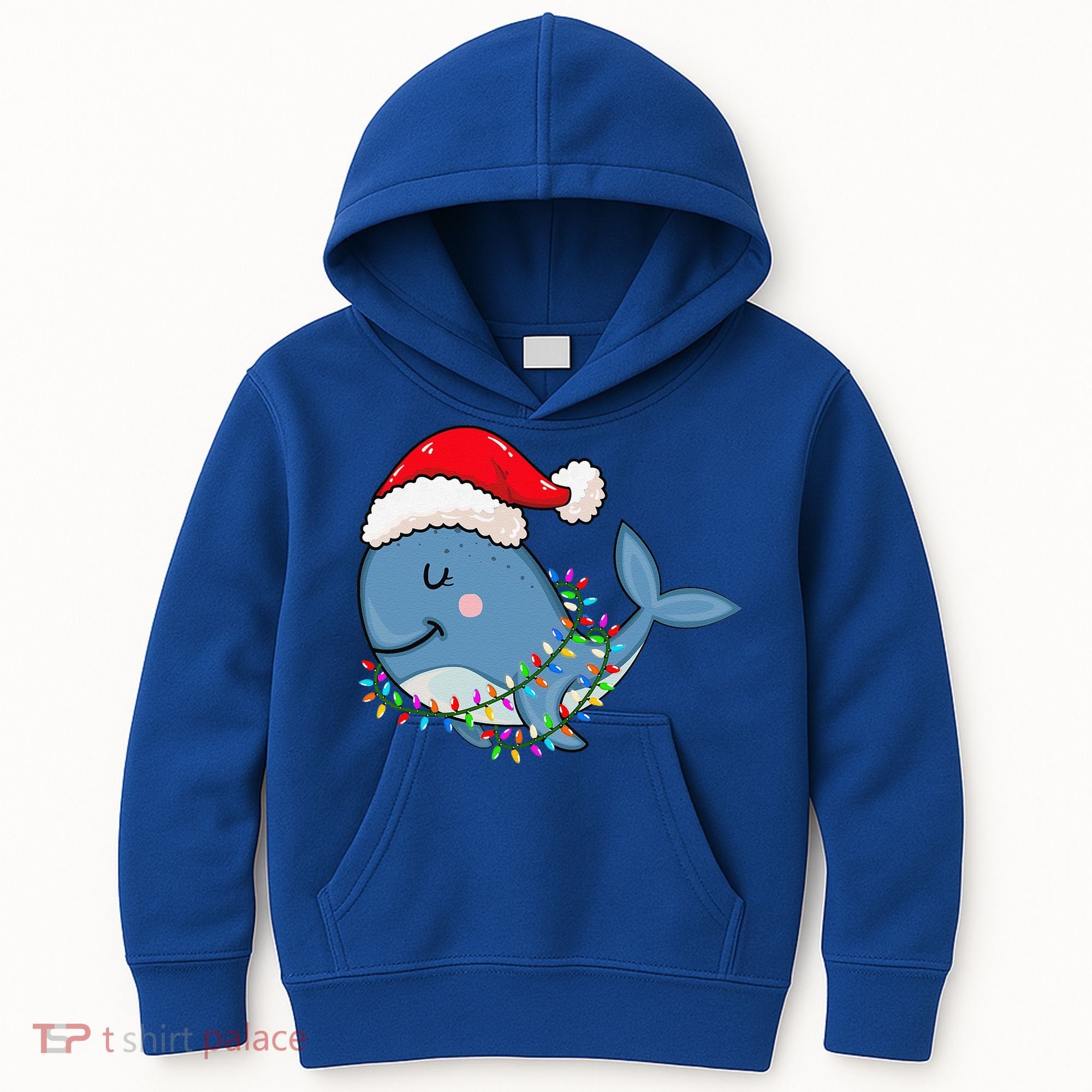 Christmas Lights Whale Wearing Xmas Hat Whale Lover Kids Hoodie