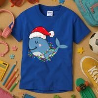 Christmas Lights Whale Wearing Xmas Hat Whale Lover Kids T-Shirt thumb 3