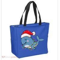 Christmas Lights Whale Wearing Xmas Hat Whale Lover Tote Bag thumb 2