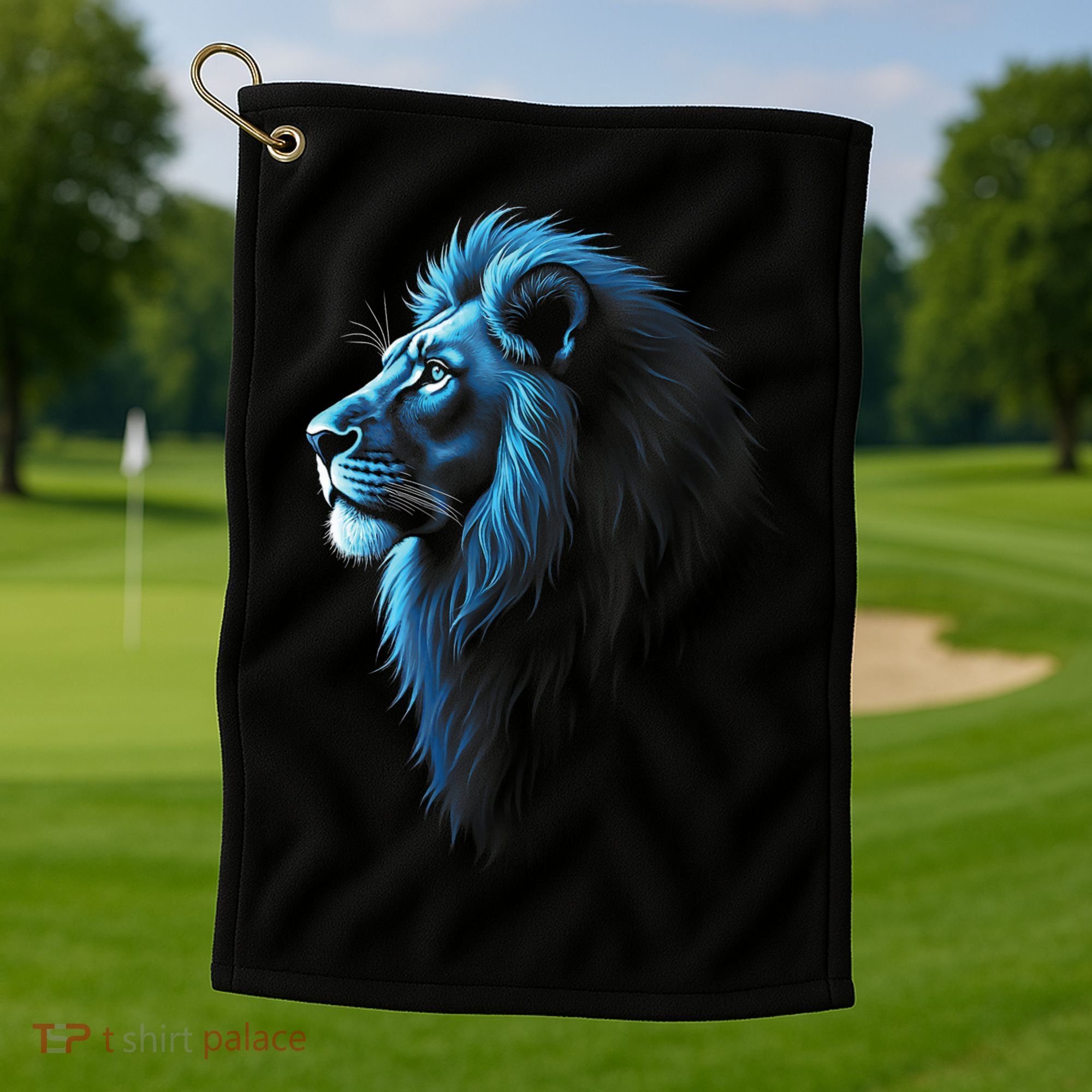Cool Lion With Blue Eyes Lions Golf Towel
