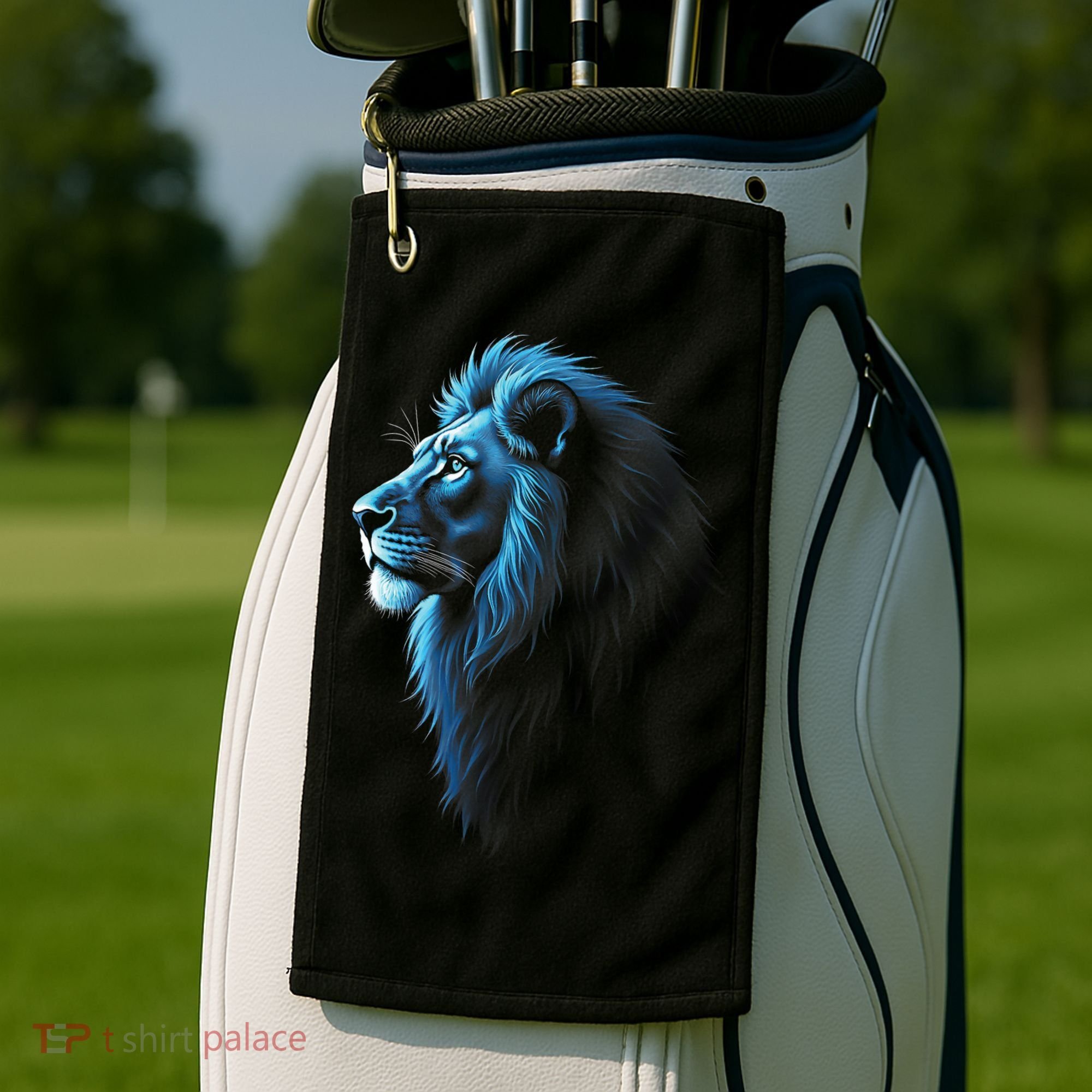 Cool Lion With Blue Eyes Lions Golf Towel