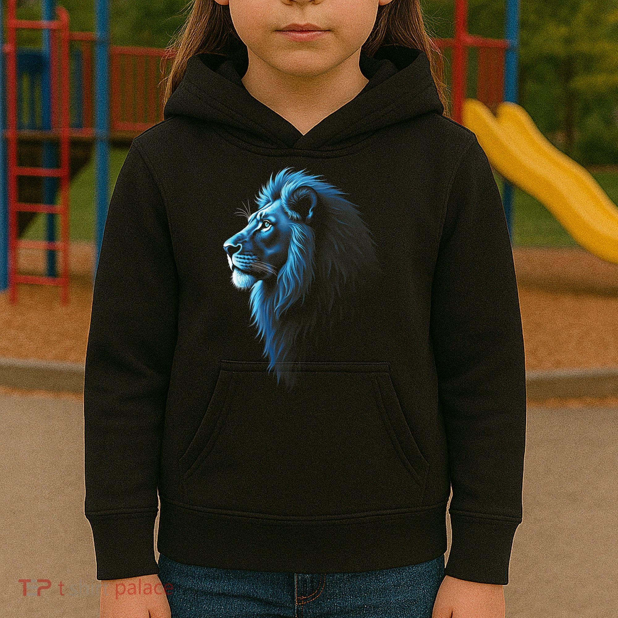Cool Lion With Blue Eyes Lions Kids Hoodie