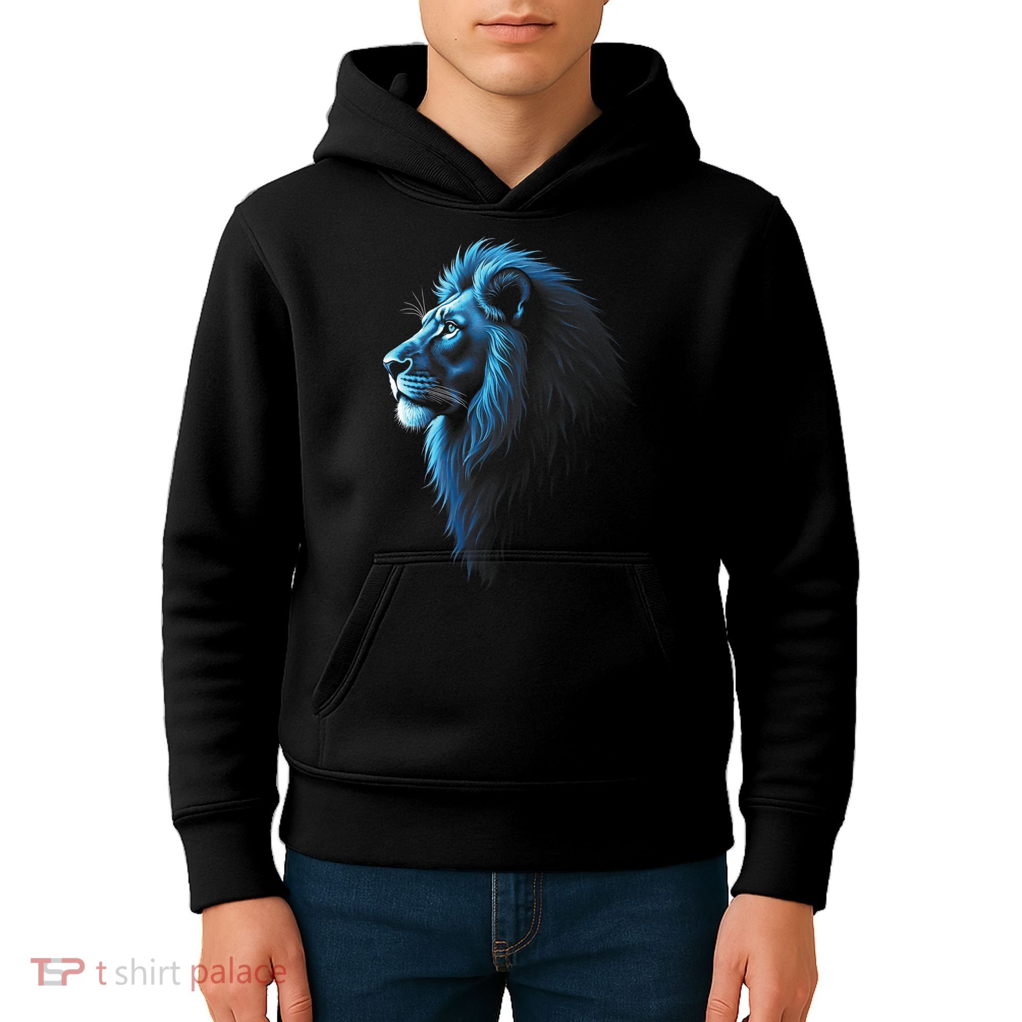 Cool Lion With Blue Eyes Lions Kids Hoodie