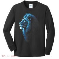 Cool Lion With Blue Eyes Lions Kids Long Sleeve Shirt thumb 0