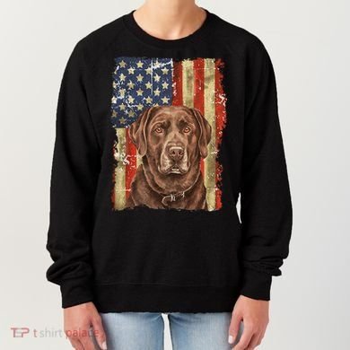 Chocolate Lab With USA Flag Gift  Women's Sweatshirt