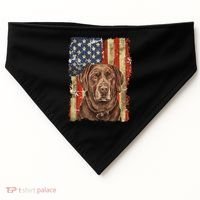 Chocolate Lab With USA Flag Gift  USA-Made Doggie Bandana thumb 0