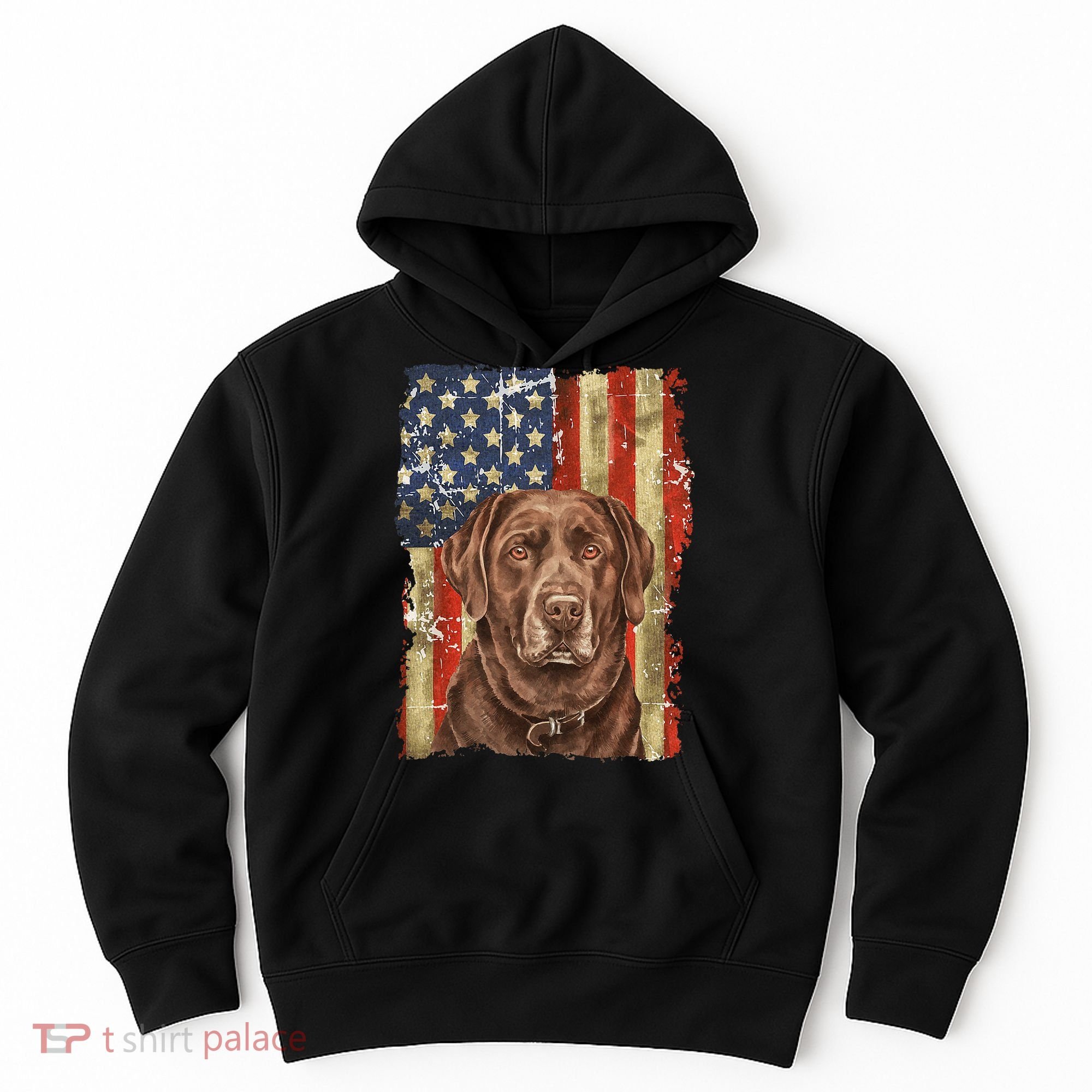 Chocolate Lab With USA Flag Gift  Hoodie