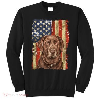 Chocolate Lab With USA Flag Gift  Sweatshirt