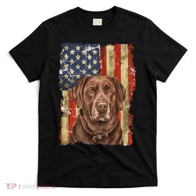 Chocolate Lab With USA Flag Gift  T-Shirt