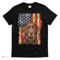 Chocolate Lab With USA Flag Gift  T-Shirt thumb 0