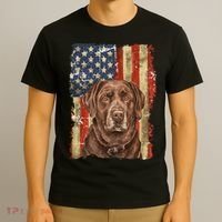 Chocolate Lab With USA Flag Gift  T-Shirt thumb 3