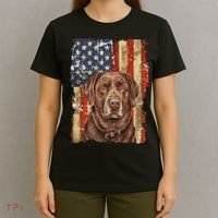 Chocolate Lab With USA Flag Gift  T-Shirt thumb 4