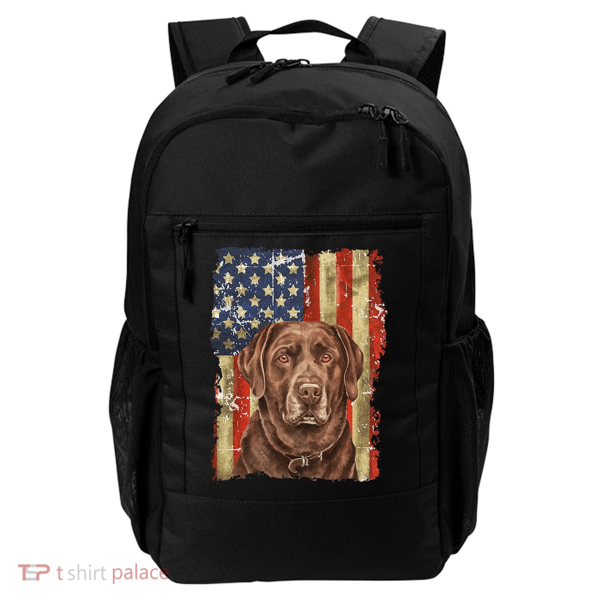 Chocolate Lab With USA Flag Gift  Backpack