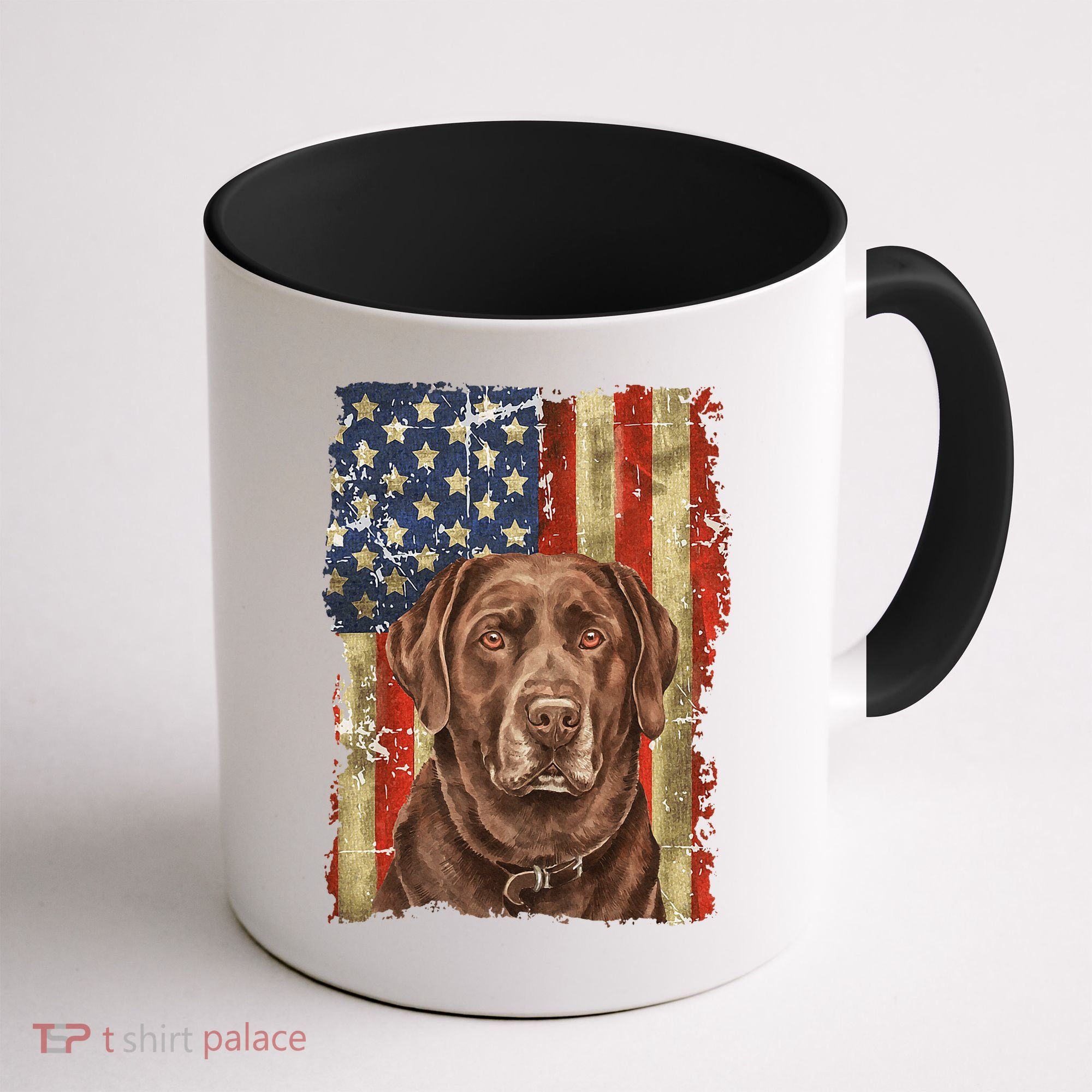 Chocolate Lab With USA Flag Gift  Coffee Mug